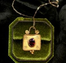 Handcrafted Garnet gemstone necklace, Brass with 22k gold plated